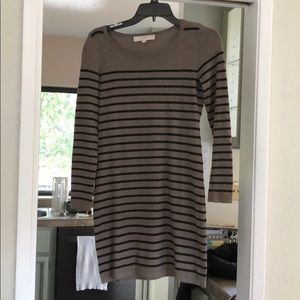 Brown and black striped sweater dress